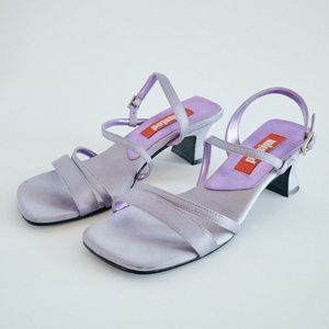 90s Kitten Square Heel ✿ Pastel Purple Satin